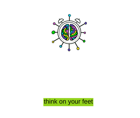 Text that reads "Sponto Time! The party games that help you think on your feet" along with a logo