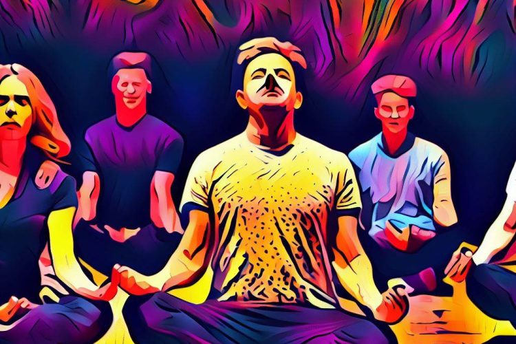 an improv troupe performing mindfulness in a colorful way